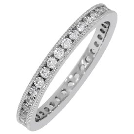 Round Milgrain Edge 1/2ctw. Eternity Band in 14K White Gold